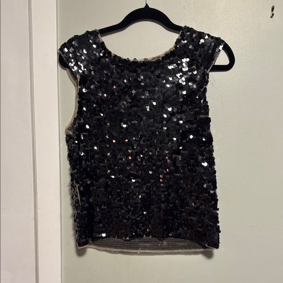 Zara Black Sleeveless Sequin Blouse Top - small - Picture 1 of 4
